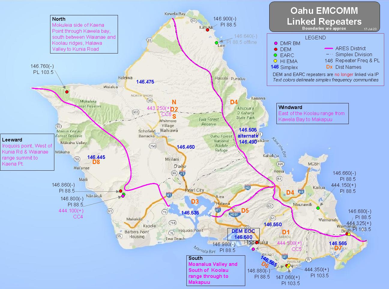 oahu repeaters and simplex frequencies